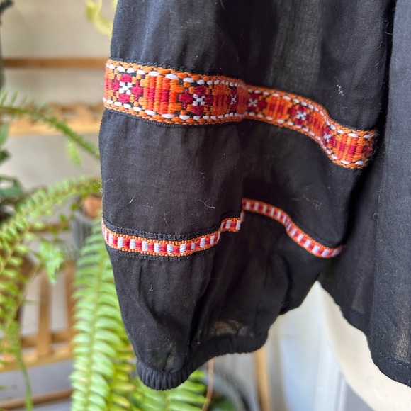 H&M boho blouse long elastic cuffs sleeves 100% cotton - Picture 4 of 7